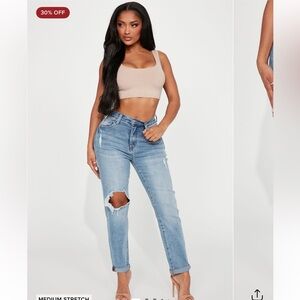 Need A New High Rise Mom Jeans - Medium blue wash
